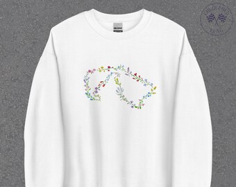 Sudadera F1 Silverstone: Contorno floral de la pista, jersey de automovilismo