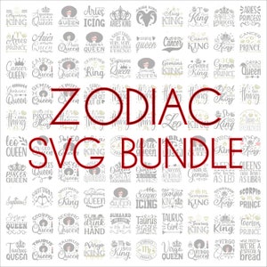 Zodiac Signs SVG Bundle, Cricut cutting files, Digital download, SVG Files for cricut, Zodiac Signs PNG, 100 Zodiac sign graphics, Astrology