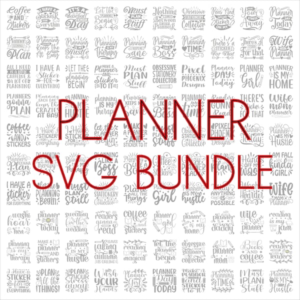 Planner SVG Bundle, SVG files for cricut, Digital download, Planner quotes, Planner PNG, Cricut cutting files, 100 Planner graphics
