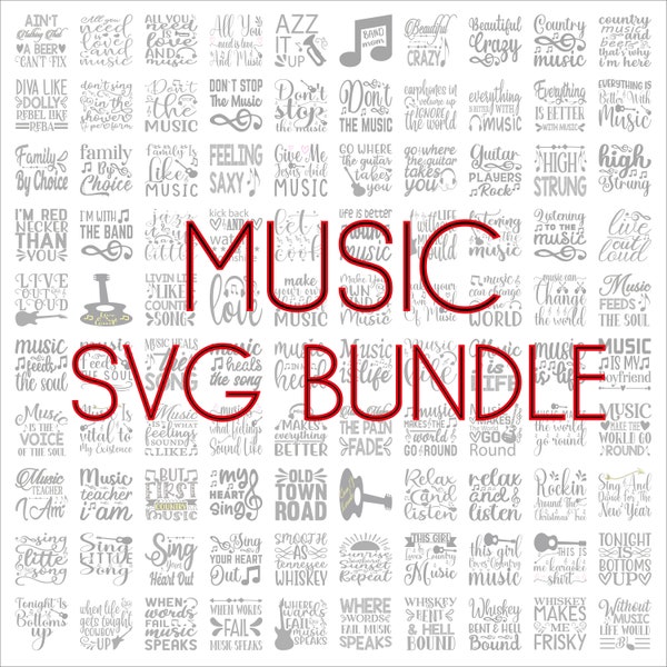 Music SVG Bundle, SVG files for cricut, Digital download, Music PNG, Music quotes, Cricut cutting files, 100 Music graphics, Music Jpg