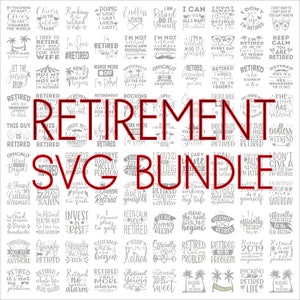 退職 SVG バンドル、cricut 用 SVG ファイル、デジタル ダウンロード、退職 PNG、退職グラフィック 100 点、退職の名言、退職の贈り物