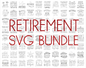 Pensioen SVG-bundel, SVG-bestanden voor cricut, Digitale download, Pensioen PNG, 100 Pensioenafbeeldingen, Pensioencitaten, Pensioencadeau