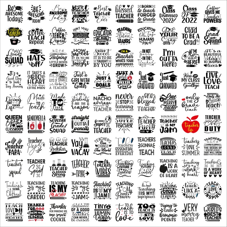 Teacher SVG Bundle Digital Download Cricut Cutting Files - Etsy