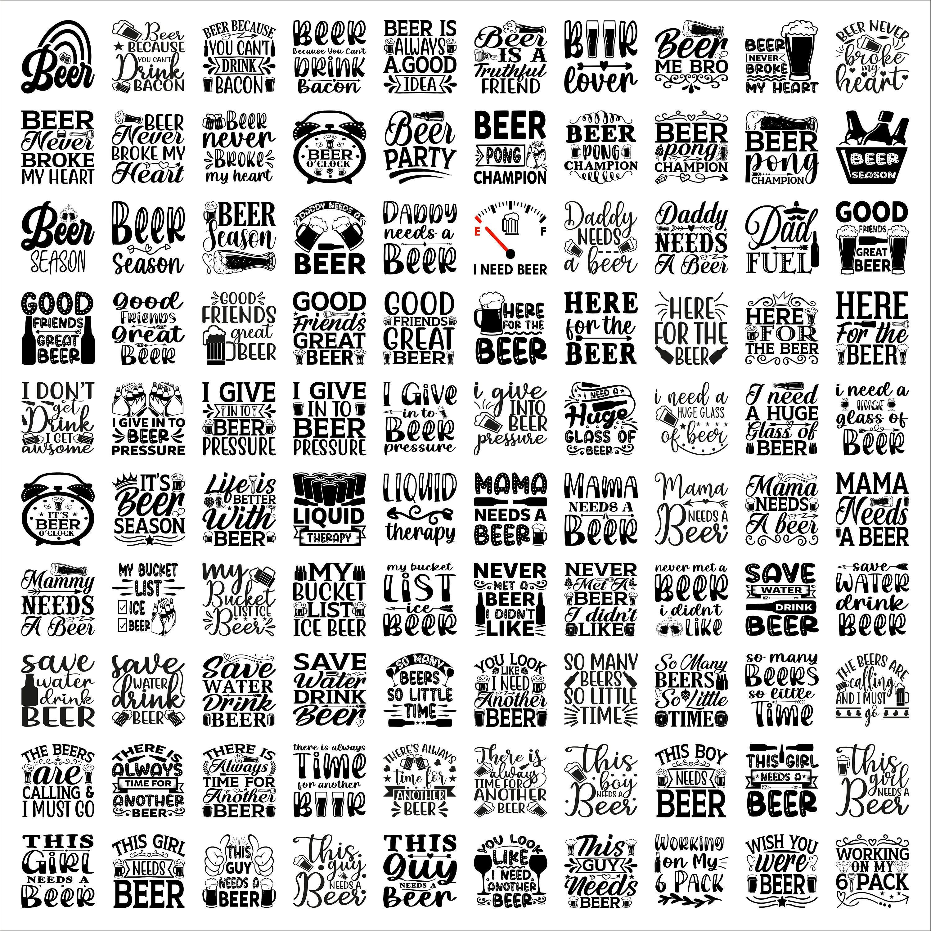 Beer SVG Bundle, Beer PNG, Digital Download, SVG Files for Cricut, 100