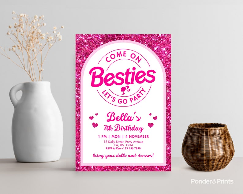 Doll Birthday Invitation Barbie Birthday Party Invite Doll - Etsy