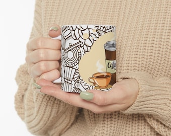 Tazza in ceramica per amanti del caffè: decorazione per cucina e ufficio (315 ml)