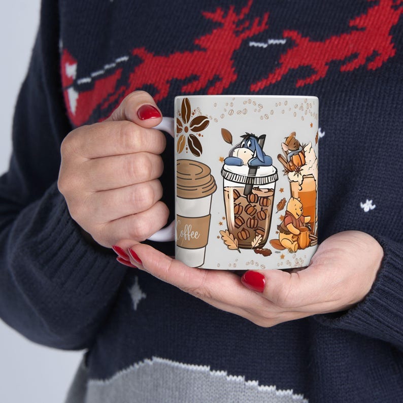 Tazza in ceramica, amante del caffè, tazza unica, Winnie the Pooh, regalo perfetto, tazza carina, arredamento da cucina, tazza da ufficio immagine 2