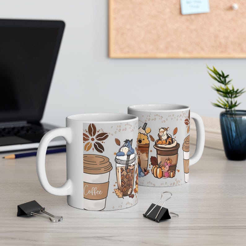 Tazza in ceramica, amante del caffè, tazza unica, Winnie the Pooh, regalo perfetto, tazza carina, arredamento da cucina, tazza da ufficio immagine 4