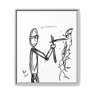 Inspirational Framed Canvas Art Print, Modern Minimalist Art, Black and White, 'Until It Happens', Contemporary Decor, Hand made by Artist