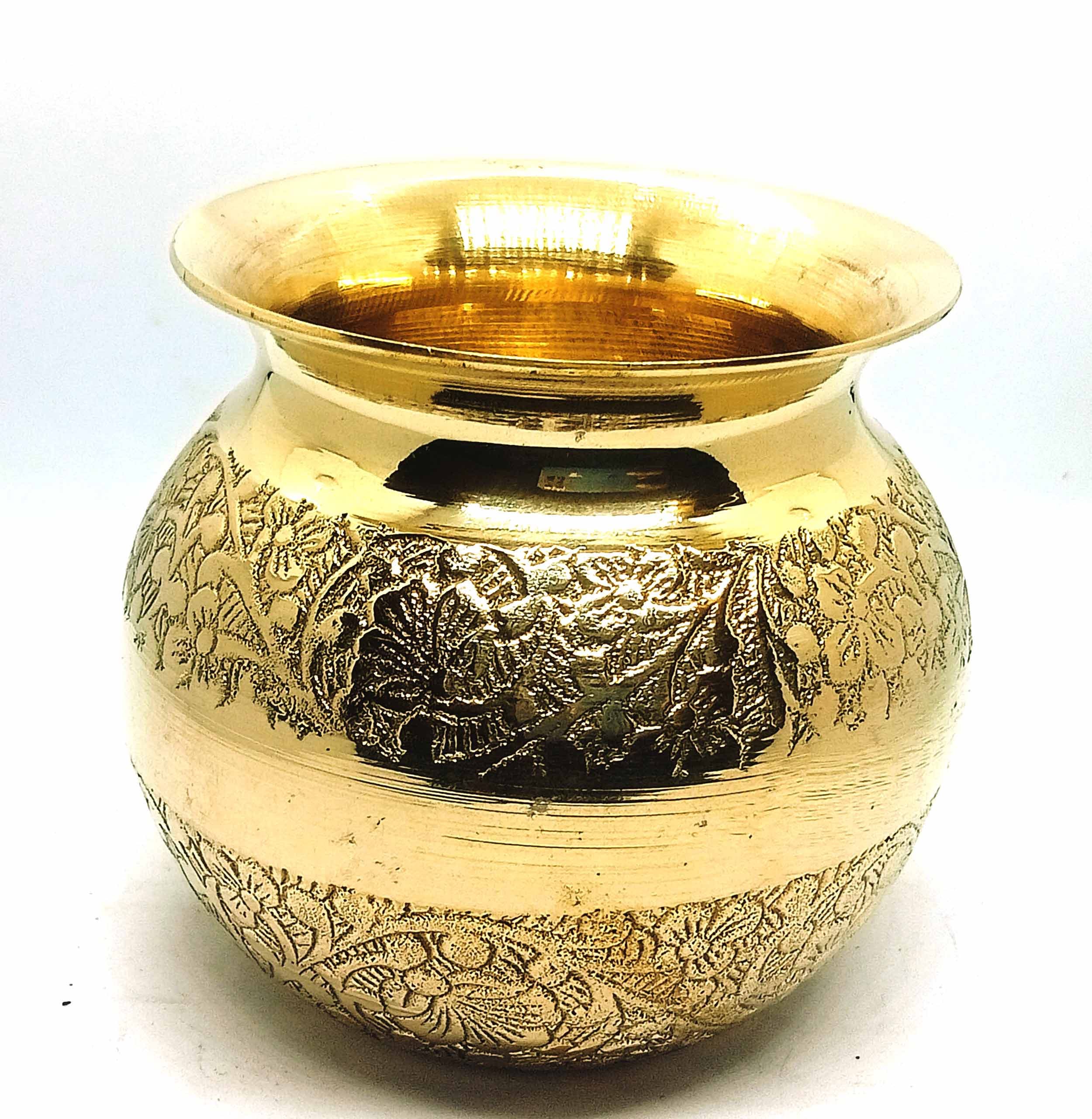 Indian Brass Lota with Chiseled and Incised Decoration