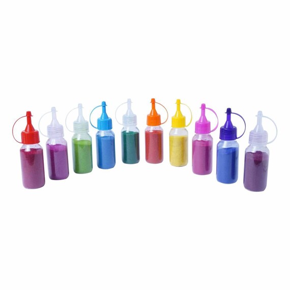 Rangoli Powder Colors Bottle Packaging Multi Colours Premium Quality Colors  for Diwali Rangoli - Set of 10