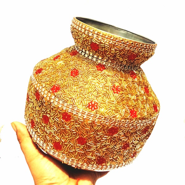 Designer Kalash for Wedding/Marriage/Puja  Ideal item for puja. Can be use in multipurpose golden Stones item