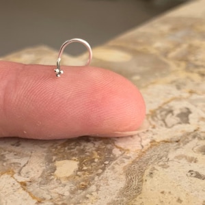 Puede incluir: Un aro para la nariz de plata con un pequeño grupo de tres cuentas en el extremo.