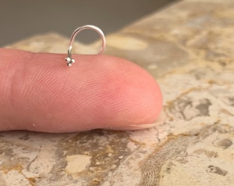 Tiny Three Ball Nose Stud. A Rare Find. Teeny 2mm Sterling Silver Nose Stud , Available in Nose Screw Shape. MINIMALIST PERFECTION.