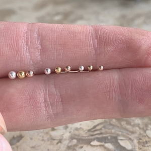 Tiny Sterling Silver Ball Studs. Minimalist Ball Studs in Silver, Gold and Rose Gold. Available in Three sizes, 1.5mm,2mm and 2.5mm