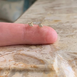 Tiny Gold Marquise CZ Ear Studs. 925 Teeny Sterling Silver Diamond Shaped Studs. Pretty Minimalist Studs. MINIMALIST STUDS. Gold Vermeil.