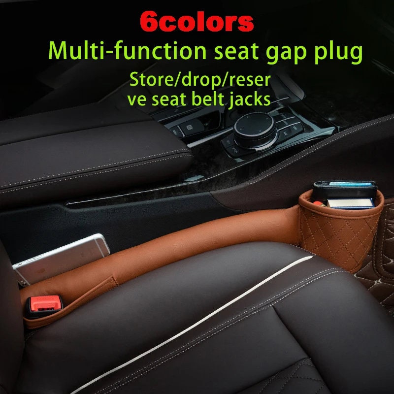 CARFIB 2 Pack Car Seat Gap Filler, Leather Car Gap Filler  Organizer Universal for Car SUV Truck Fill The Gap Between Seat and Console  Stop Things from Dropping for Women Men (