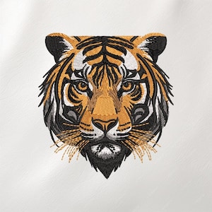 Borduurontwerp tijgergezicht, realistisch steekpatroon wilde kat, gedetailleerd jungle-dier machineborduurbestand