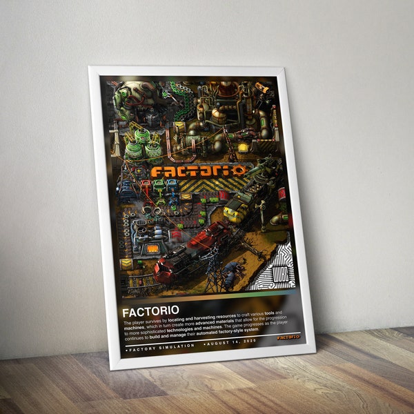 Factorio Poster | Factorio Print | Gaming Poster | 4 Colors, Gaming Decor, Video Game Poster, Gaming Gift, Gaming Wall Art, Video Game Print