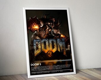 Doom 3 Poster Print | Doom Cover | Gaming Poster | 4 Colors | Gaming Decor | Video Game Poster | Gaming Gift | Gaming Wall Art, Gaming Decor