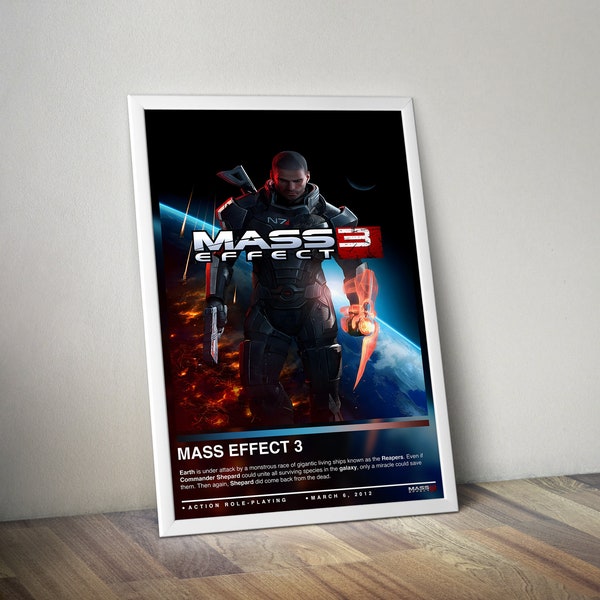 Mass Effect 3 Poster Print | Mass Effect Cover | Gaming Poster | 4 Colors | Gaming Decor | Video Game Poster | Gaming Gift, Video Game Print