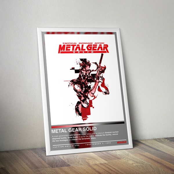 Metal Gear Solid 1998 Poster Print | Gaming Poster | 4 Colors | Gaming Decors | Video Game Posters | Gaming Gifts | Video Game Prints