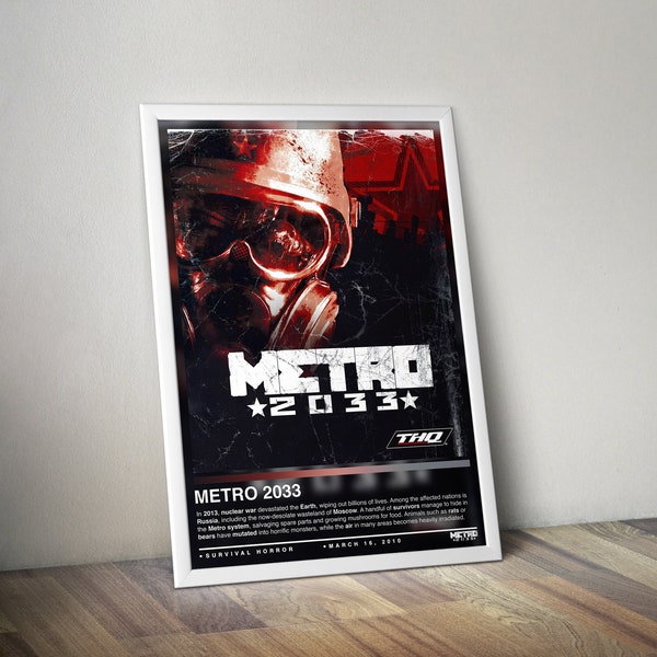 Metro 2033 Poster | Metro 2033 Print | Gaming Poster | 4 Colors | Gaming Decors | Video Game Posters | Gaming Gifts | Gaming Wall Arts