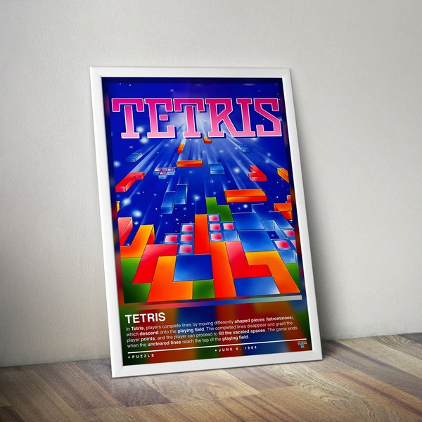 Tetris Poster Print | Tetris Decor | Gaming Poster | 4 Colors | Gaming Decor | Video Game Poster, Gaming Gift, Gaming Wall Art, Gaming Decor