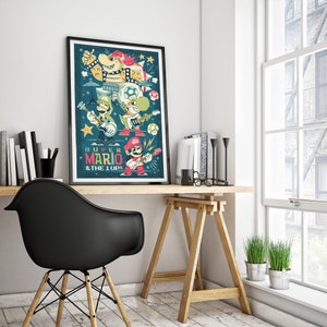 Super Mario Poster Super Mario Prints Retro Game Poster Video Game ...
