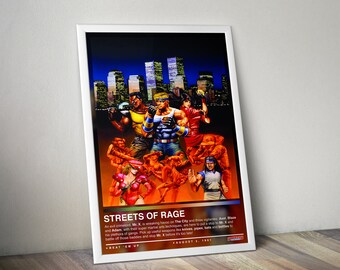 Streets of Rage Poster | Streets of Rage Print | Gaming Poster | 4 Colors | Gaming Decor | Video Game Poster | Gaming Gift, Video Game Print