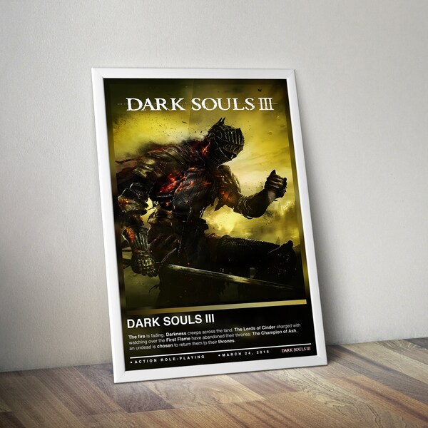 Dark Souls 3 Poster Print | Dark Souls 3 Cover | Gaming Poster | 4 Colors | Gaming Decor | Video Game Poster | Gaming Gift, Video Game Print