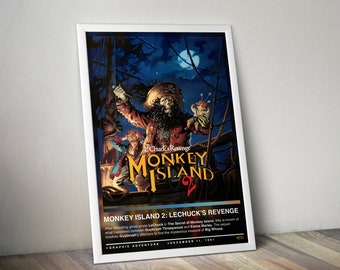 Monkey Island 2 LeChuck's Revenge Poster | Gaming Poster | 4 Farben | Gaming Dekor | Videospiel Poster | Gaming Geschenk | Gaming Wandkunst