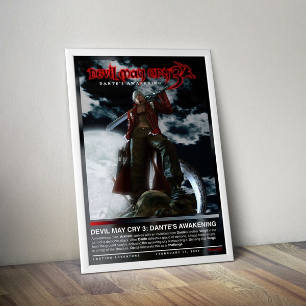 Devil May Cry 3 Poster Print | Devil May Cry Cover | Gaming Poster, 4 Colors, Gaming Decor, Video Game Poster, Gaming Gift, Video Game Print