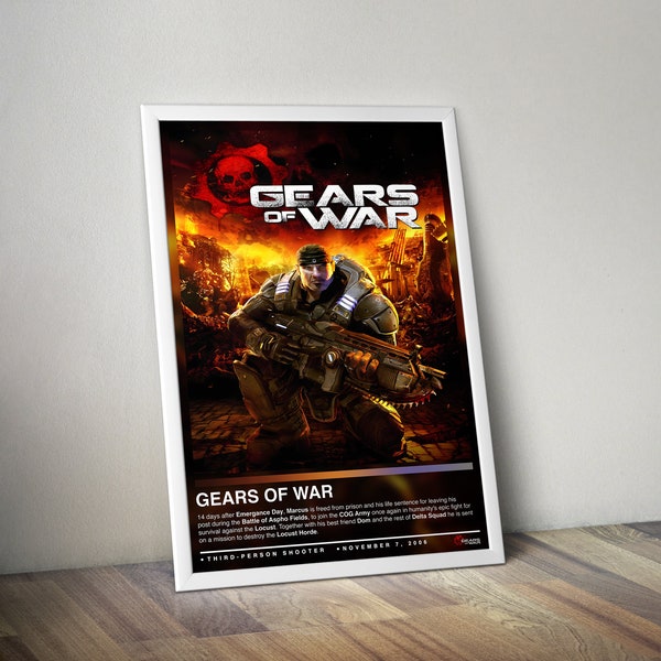Gears of War Poster Print | Gears of War Cover | Gaming Poster | 4 Colors | Gaming Decor | Video Game Poster | Gaming Gift, Video Game Print