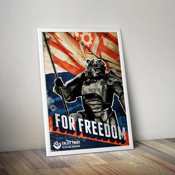 Fallout Poster | Fallout: Brotherhood of Steel Inspired Propaganda Graphic Poster | Video Game Posters | Gaming Posters | Wall Decor Posters