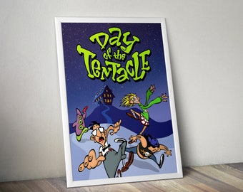Day of the Tentacle Poster | Gaming Poster | Maniac Mansion Print | Video Game Poster | Large Poster Print | Gaming Gift | Wall Decor Poster