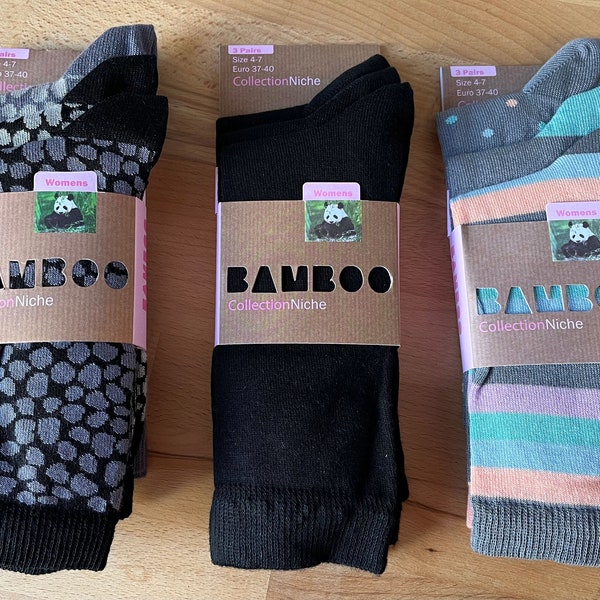 Lot de 3 paires de chaussettes 100 % bambou pour femmes