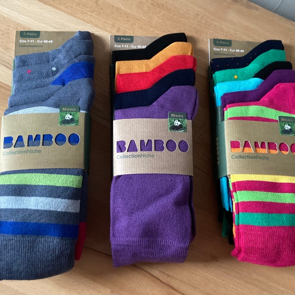 Lot de 5 paires de chaussettes 100 % bambou pour hommes