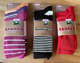 Damensocken aus 100 % Bambus – 3 Paar Packungen