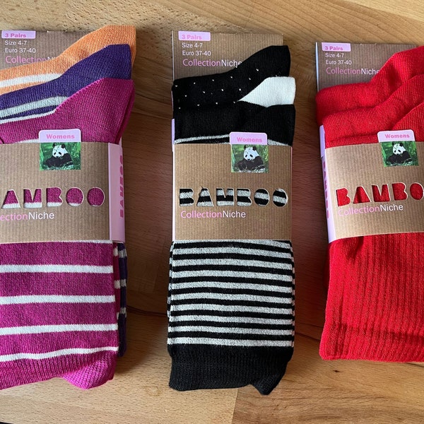 Women's 100% Bamboo Socks - 3 Pair Packs