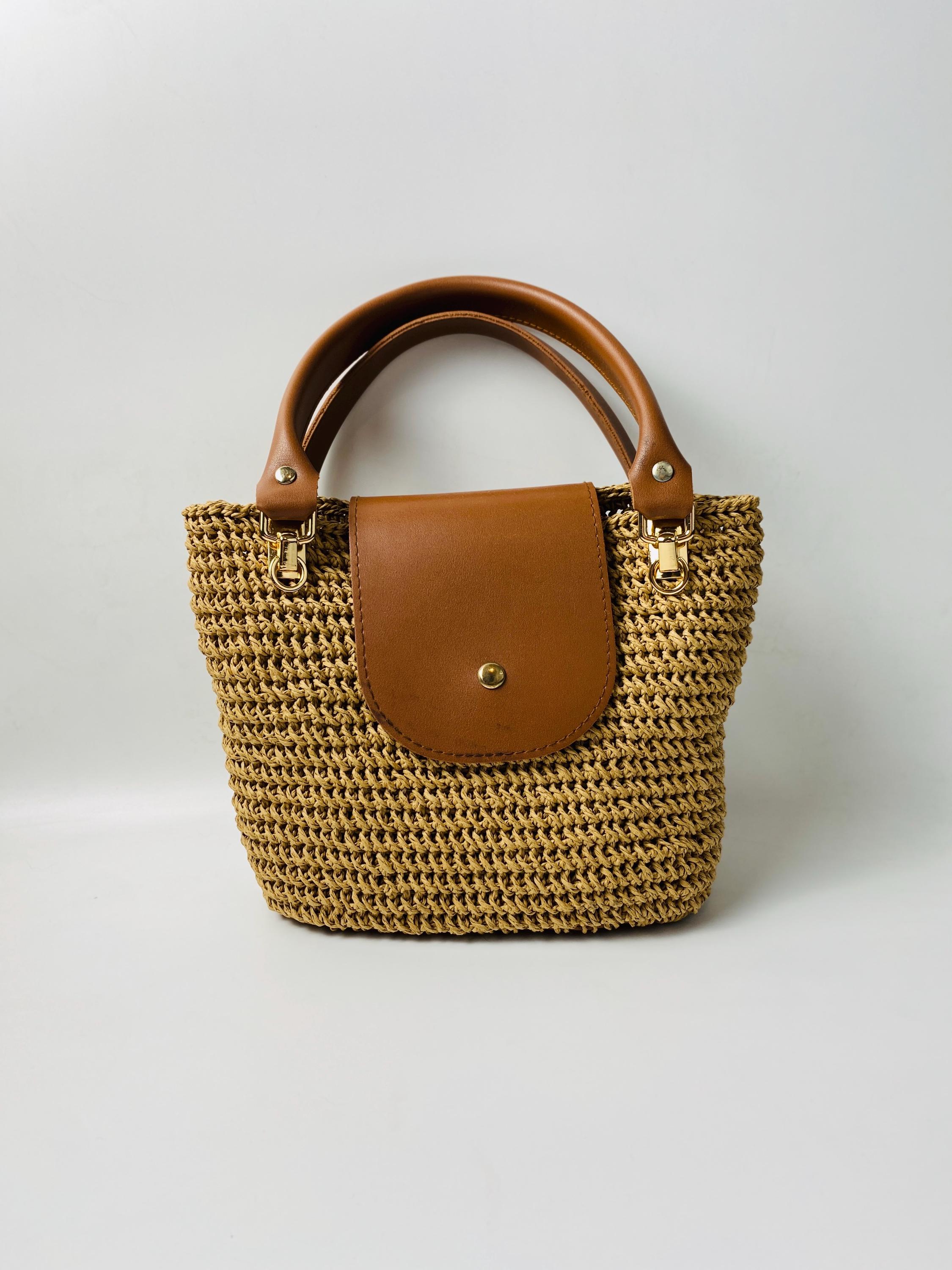 Handmade Woven Straw Tote Bag: Leather Handles, Summer Beach Bag - Etsy