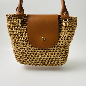 Handmade Woven Straw Tote Bag: Leather Handles, Summer Beach Bag - Etsy