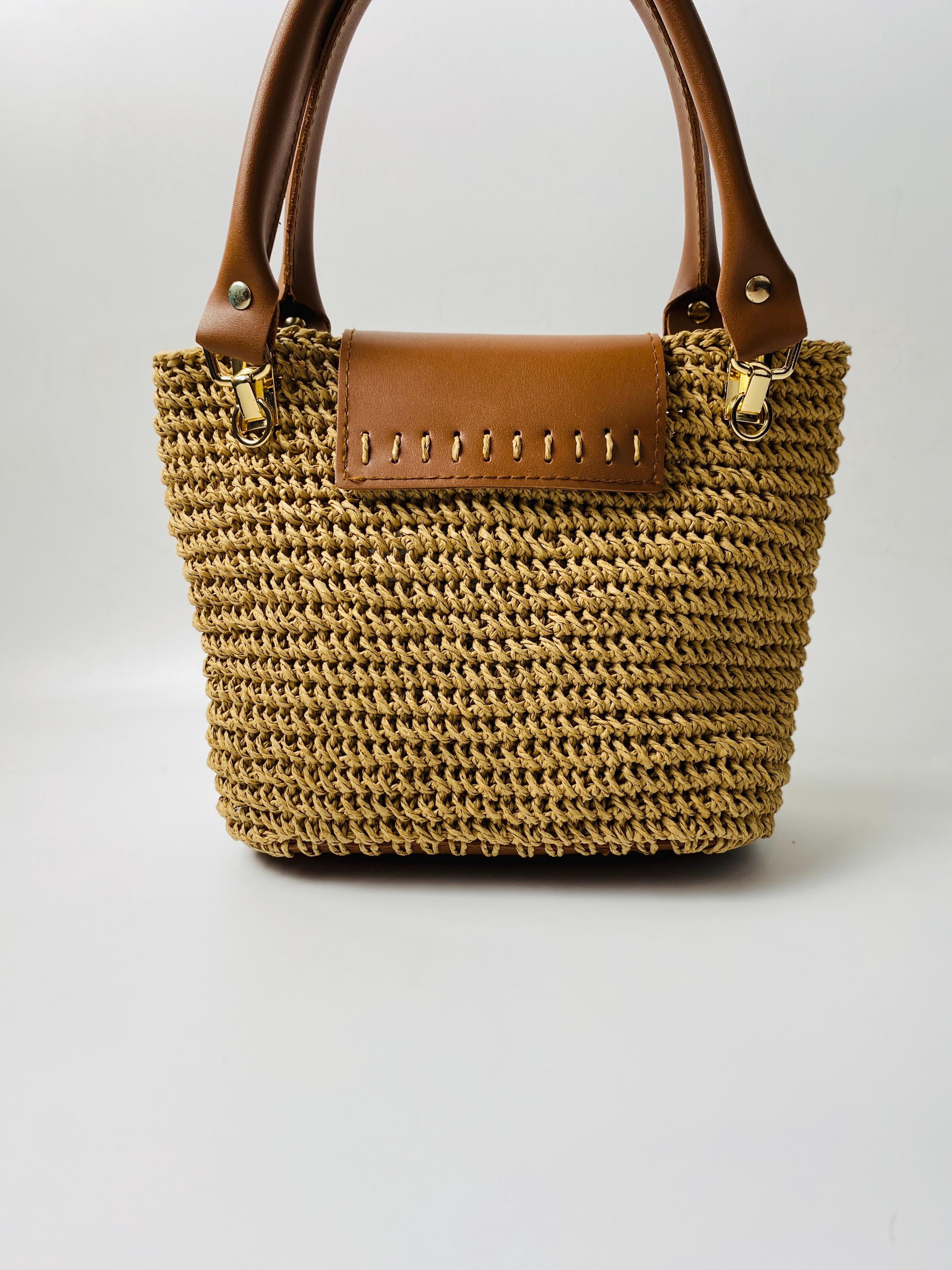 Handmade Woven Straw Tote Bag: Leather Handles, Summer Beach Bag - Etsy