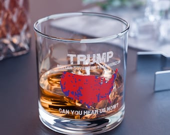 Trump Whiskey Glass: Red Wave USA Map, Political Barware Gift