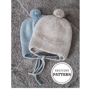 Strickmütze mit Ohrenklappen und doppelter Lage 3-5 Jahre Strickmuster