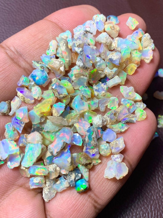100 Pcs Welo Ethiopian Opal Rough: AAA Quality Flash Gemstone (3-4mm)