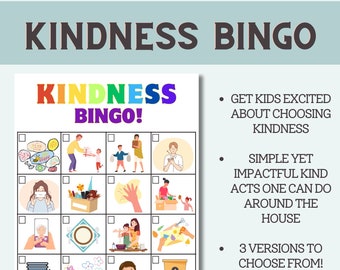 KINDNESS BINGO | Printable game with acts of kindness | Coloring BINGO page