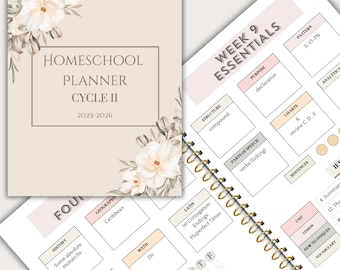 CYCLE 2 FOUNDATIONS & ESSENTIALS Homeschool Classical Conversations  Planner | Neutral Aesthetic Planner | Digital download | 2025-2026