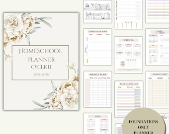 Cycle 2 Homeschool Classical Conversations FOUNDATIONS Planner | Neutral Aesthetic Planner | Digital download | 2025-2026