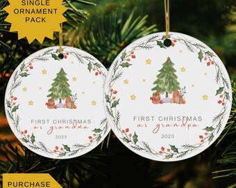 First Christmas as Grandma and Grandpa Ceramic ornament, Birth Announcement Christmas Gift, New Grandparents Gift, Grandparents Keepsake